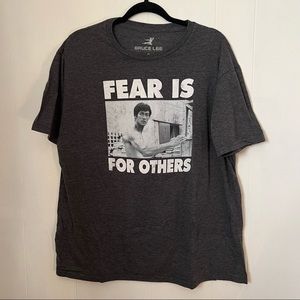 Bruce Lee Charcoal Heather Gray T-shirt Fear Is For Others, Size XL
